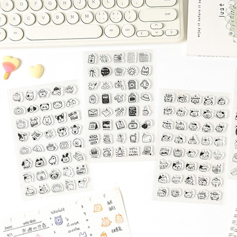 Rubber Date Stamp - Mini ensemble de tampons transparents avec