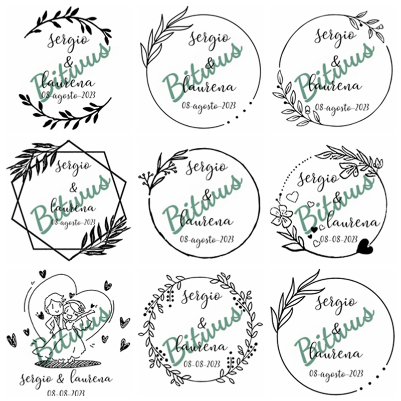 Rubber Date Stamp - Timbre de mariage personnalisé, tampon encreur,