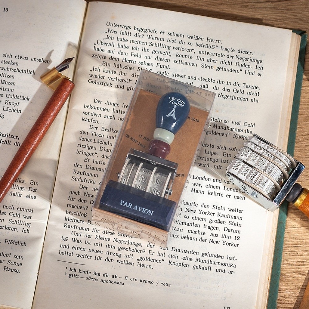 Rouleau en bois rétro, sceau d - Rubber Date Stamp avis et prix