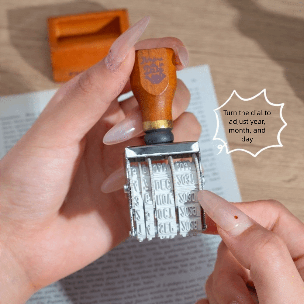 Rouleau en bois rétro, sceau d - Rubber Date Stamp avis et prix